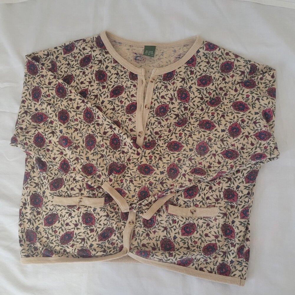 Vintage Blue Red Flowers Cardigan Sweater Outback Red The Limited Size M 1980's - Picture 8 of 15